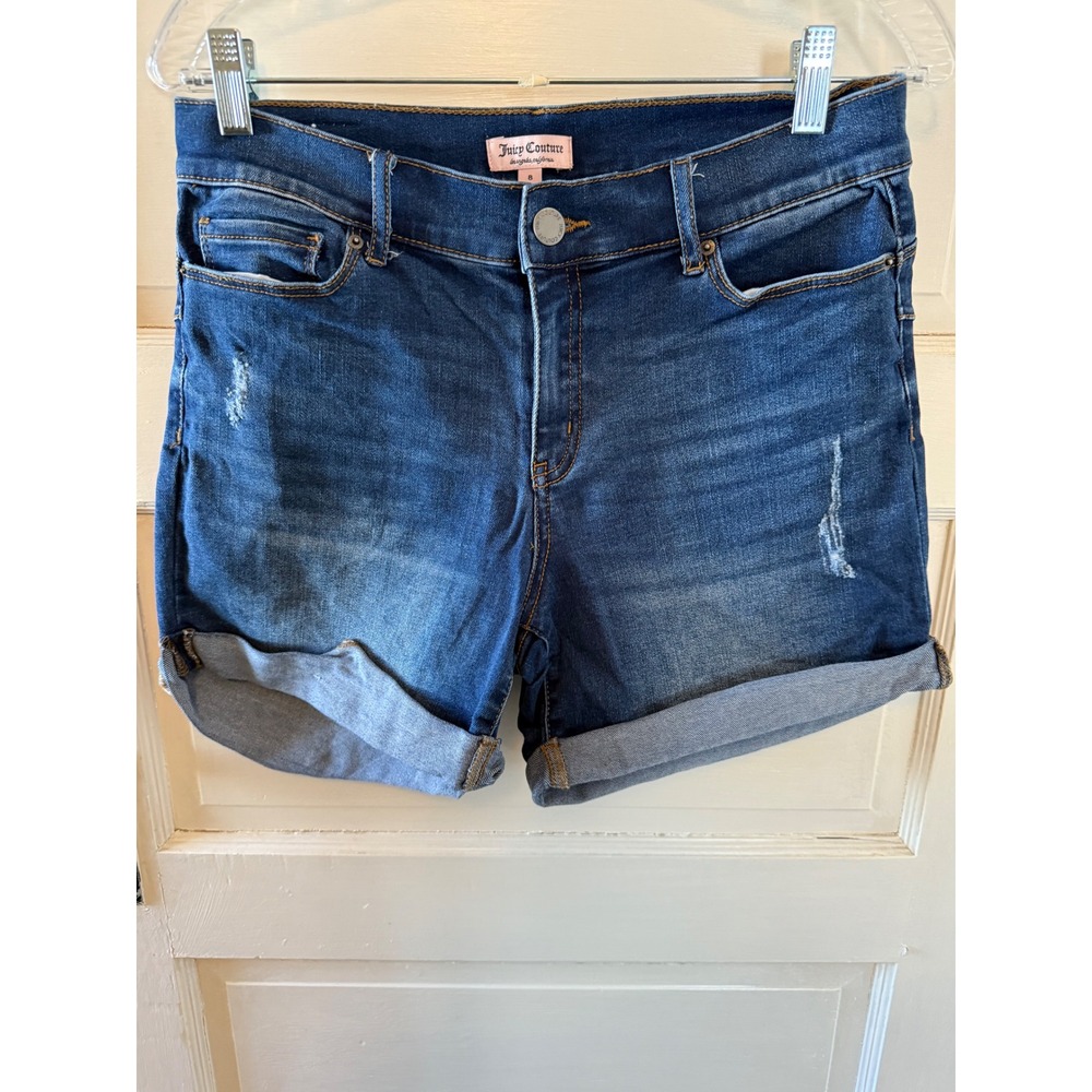 Juicy Couture Denim Shorts Distressed Cuffed Blue‎ Summer Shorts Size 8